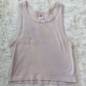 Casual Beige Ribbed Tank Top